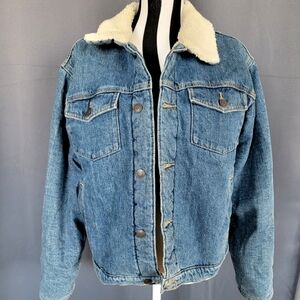 Aritzia Tna Faux Sherpa Lined Denim Jacket